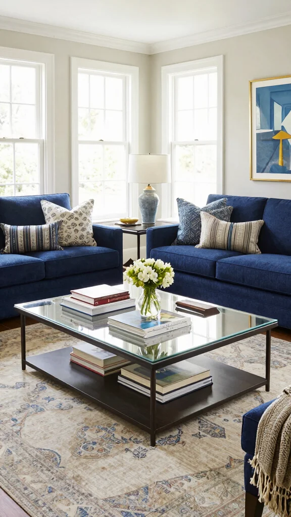12 Living Room 2-Couch Layout Ideas for a Balanced Symmetrical Space - 3. Dual Sofas with a Centered Sectional 1