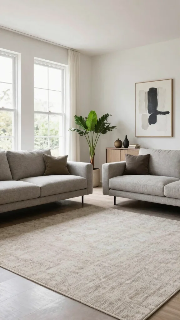 12 Living Room 2-Couch Layout Ideas for a Balanced Symmetrical Space - 5. Floating Sofas for Open Layouts 1