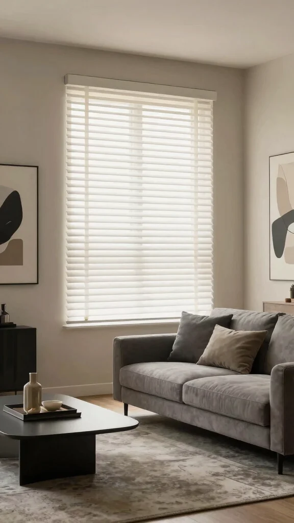 12 Living Room Blind Ideas for Privacy, Light Control, and Style - 2. Light Filtering Blinds for Balanced Ambiance 1