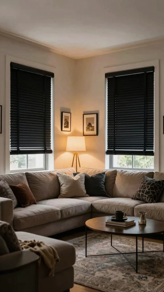 12 Living Room Blind Ideas for Privacy, Light Control, and Style - 9. Blackout Blinds for Ultimate Privacy 1