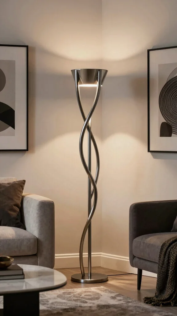 12 Living Room Floor Lamp Ideas for a Warm Functional Glow - 12. Sculptural Floor Lamp 1