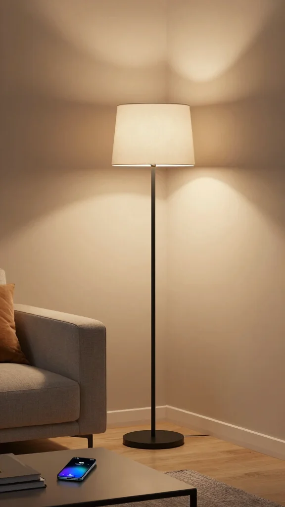 12 Living Room Floor Lamp Ideas for a Warm Functional Glow - 9. Smart Floor Lamp with App Control 1