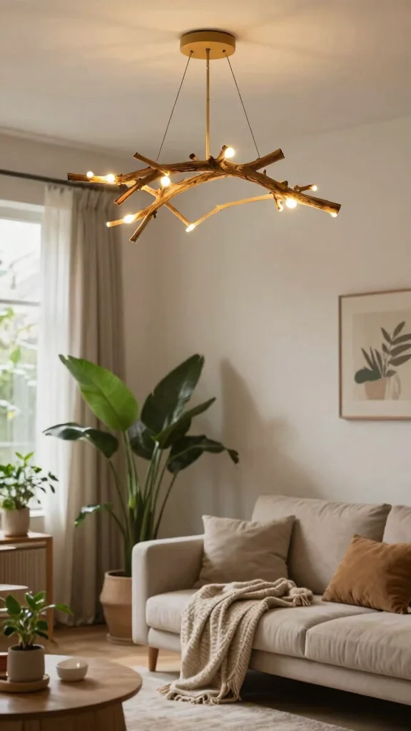 12 Living Room Hanging Light Ideas for a Pendant Chandelier or Arc Look - 4. Nature-Inspired Hanging Fixtures 1