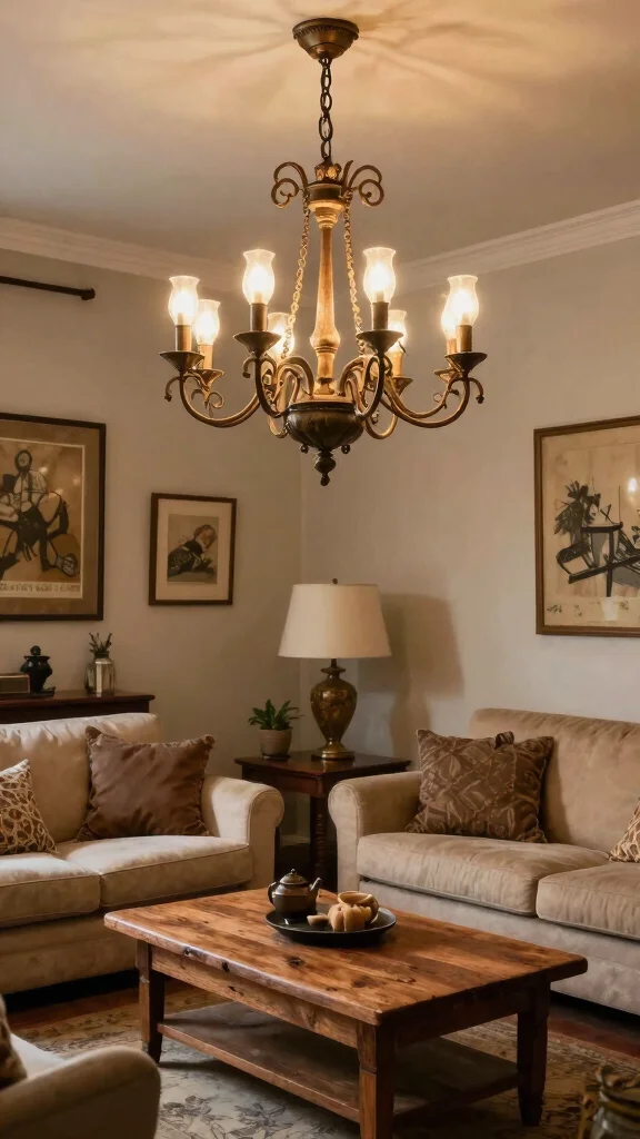 12 Living Room Hanging Light Ideas for a Pendant Chandelier or Arc Look - 5. Vintage Reclaimed Lighting 1