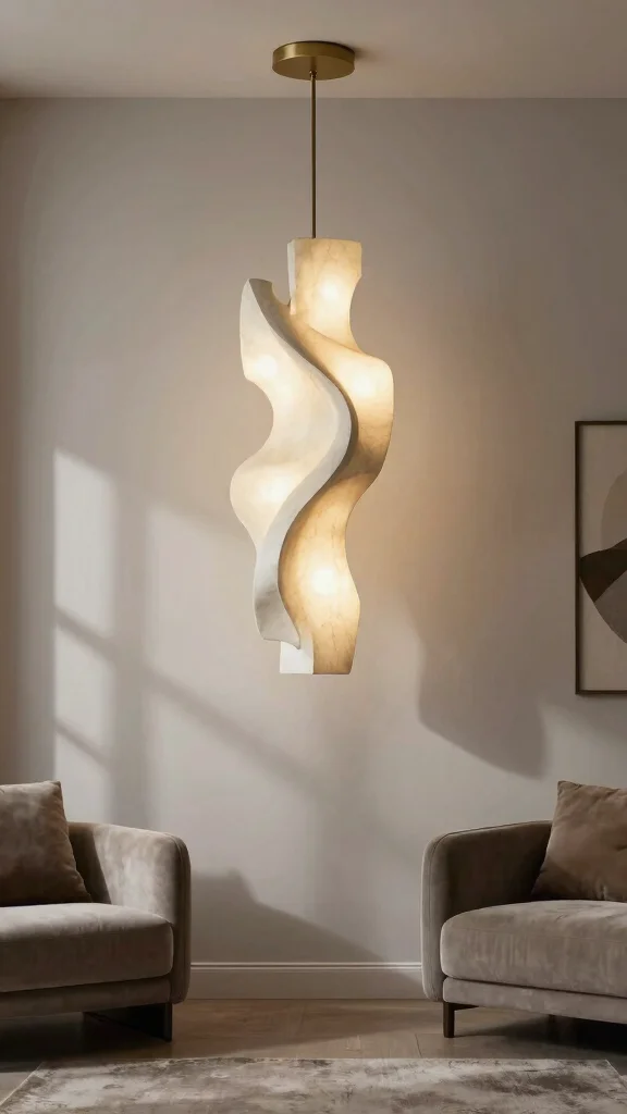 12 Living Room Hanging Light Ideas for a Pendant Chandelier or Arc Look - 9. Artistic Sculptural Lights 1