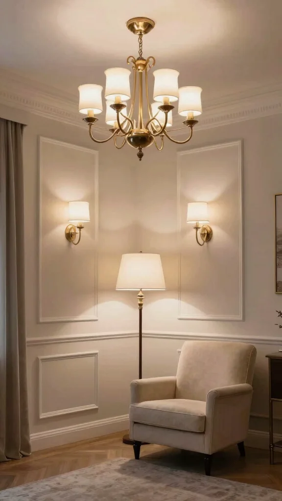 12 Living Room High Ceiling Design Ideas for Grand Dramatic Spaces - 5. Layered Lighting 1