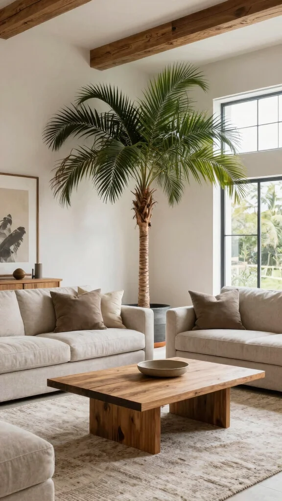 12 Living Room High Ceiling Design Ideas for Grand Dramatic Spaces - 9. Natural Elements 1