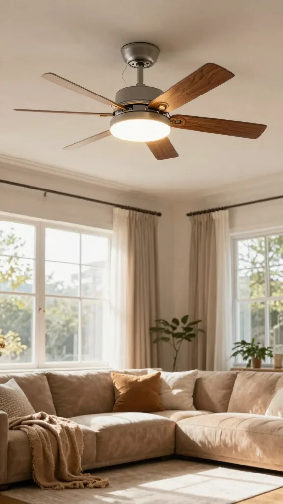 12 Living Room Light Fixture Ideas From Pendants to Chandeliers - 12. Smart-Design Ceiling Fans 1