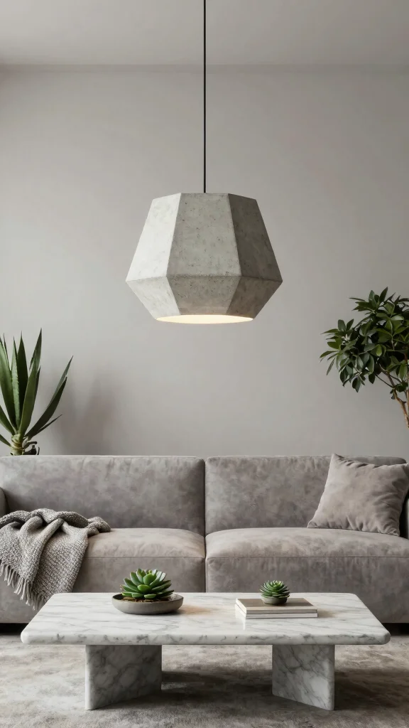 12 Living Room Light Fixture Ideas From Pendants to Chandeliers - 4. Minimalist Concrete Fixtures 1