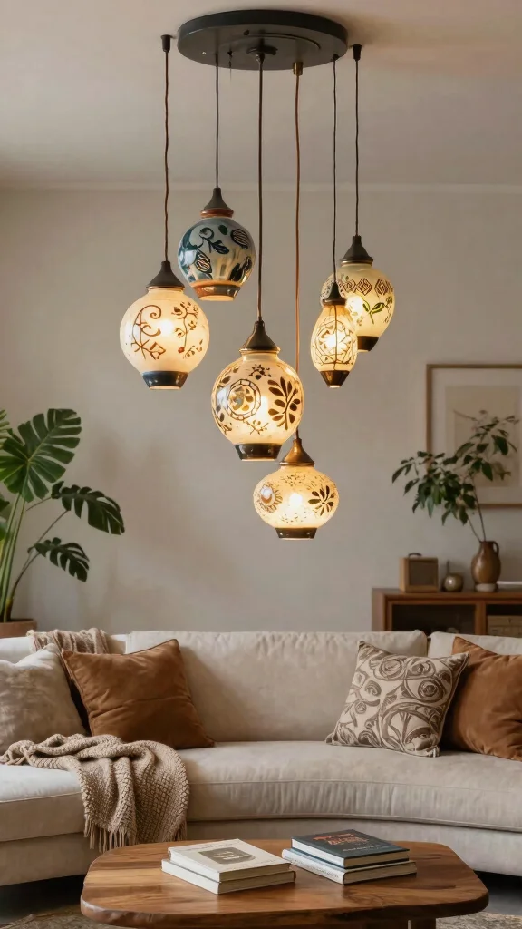 12 Living Room Light Fixture Ideas From Pendants to Chandeliers - 6. Handcrafted Ceramics 1