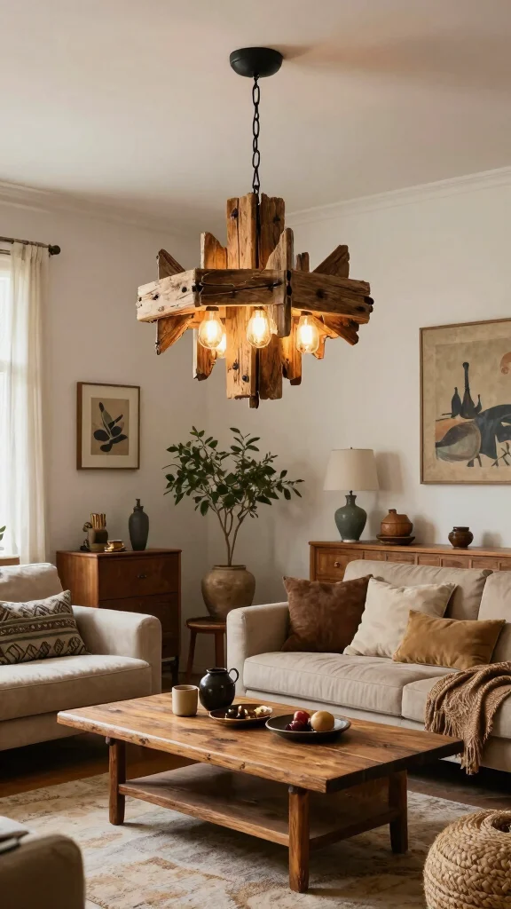 12 Living Room Light Fixture Ideas From Pendants to Chandeliers - 9. Upcycled Materials 1