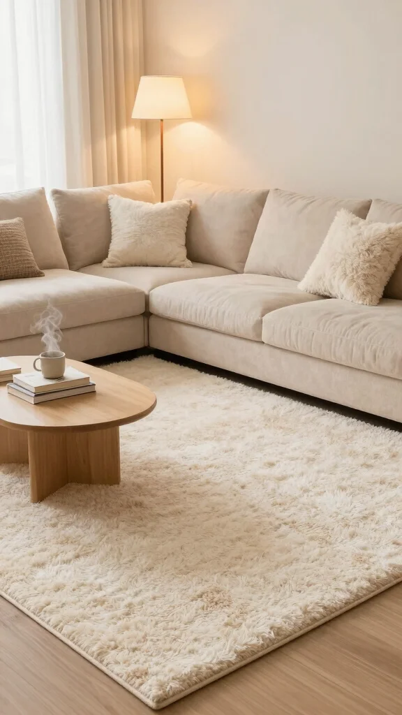 12 Living Room Rug Concepts for Hardwood Floors That Look Beautiful - 4. Soft, Plush Rugs for Ultimate Comfort 1