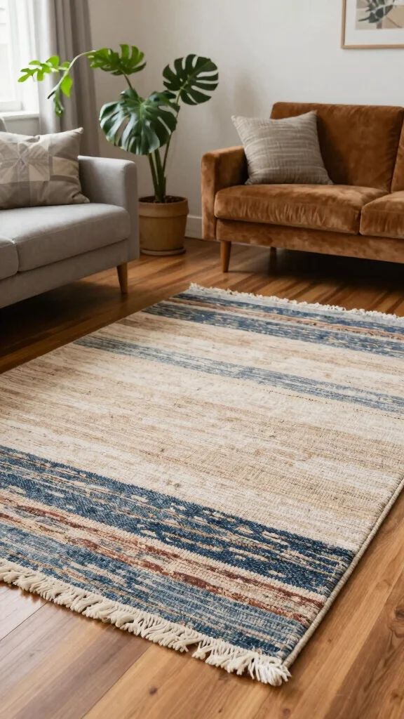 12 Living Room Rug Concepts for Hardwood Floors That Look Beautiful - 8. Eco-Friendly Recycled Rugs for Sustainable Choices 1