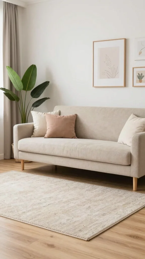 12 Living Room Rug Concepts for Hardwood Floors That Look Beautiful - 9. Neutral Color Palettes for a Calm Atmosphere 1