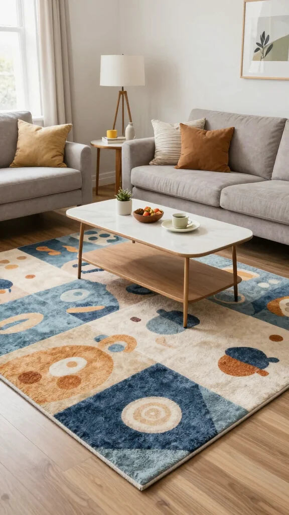 12 Living Room Rug Placement Ideas for Every Sofa and Coffee Table Layout - 10. Multi-Functional Rugs for Small Spaces 1