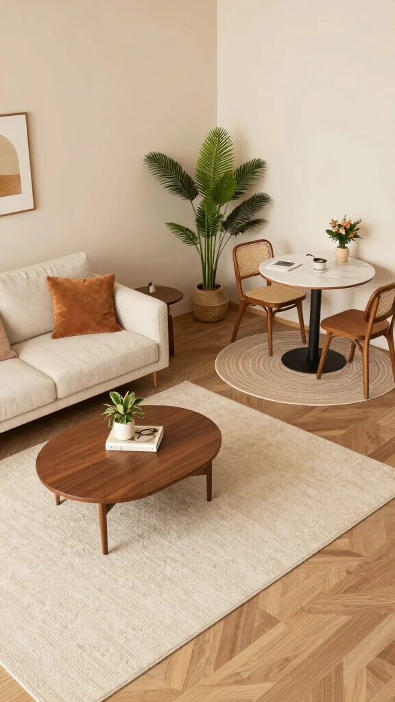 12 Living Room Rug Placement Ideas for Every Sofa and Coffee Table Layout - 4. Defining Zones with Area Rugs 1