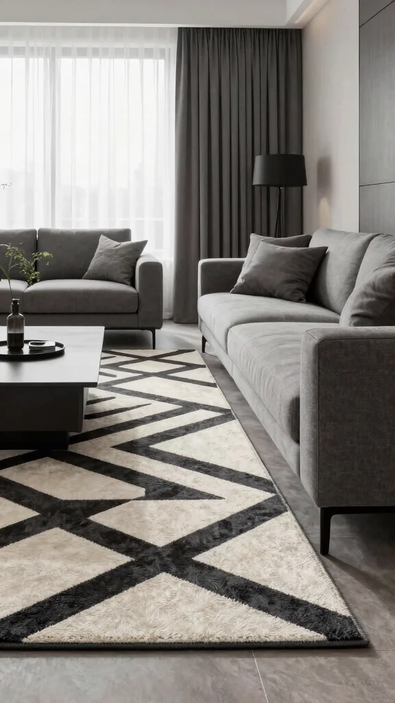 12 Living Room Rug Placement Ideas for Every Sofa and Coffee Table Layout - 6. Minimalist Chic with a Simple Runner 1