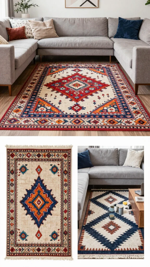 12 Living Room Rug Size Guide for 8x10 9x12 and Every Room Dimension - 8. Area Rugs for Different Styles: Boho, Modern, and More 1