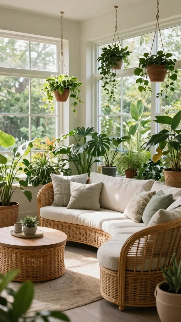 12 Living Room Seating Ideas for Flexible Comfortable Stylish Layouts - 12. Outdoor-Style Seating for Indoor Gardens 1