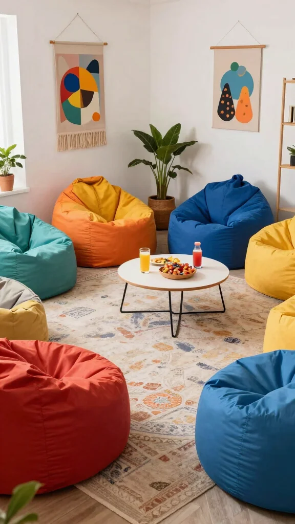 12 Living Room Seating Ideas for Flexible Comfortable Stylish Layouts - 3. Cozy Bean Bags for Casual Comfort 1
