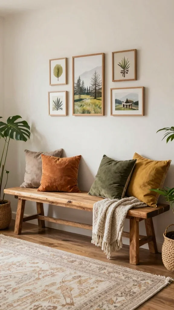 12 Living Room Seating Ideas for Flexible Comfortable Stylish Layouts - 4. Rustic Wooden Benches for a Natural Touch 1