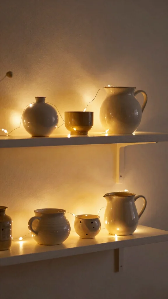 12 Living Room Shelf Decor Ideas for a Styled Curated Shelfie - 11. Introduce Lighting Elements 1