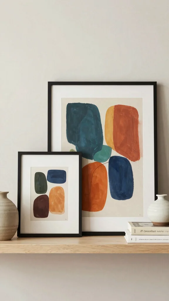 12 Living Room Shelf Decor Ideas for a Styled Curated Shelfie - 7. Feature Art or Prints 1