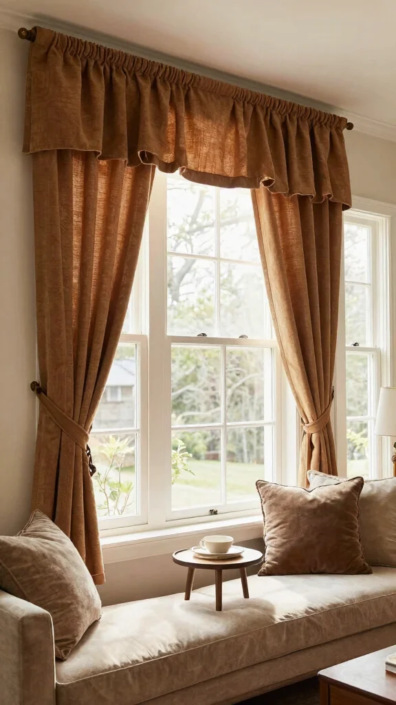 12 Living Room Valance Ideas for a Softened Finished Window Treatment - 10. Twill Valances 1