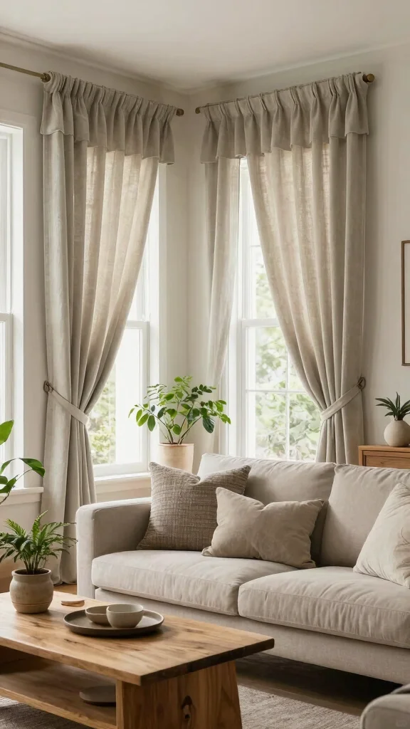 12 Living Room Valance Ideas for a Softened Finished Window Treatment - 5. Organic Cotton Valances 1