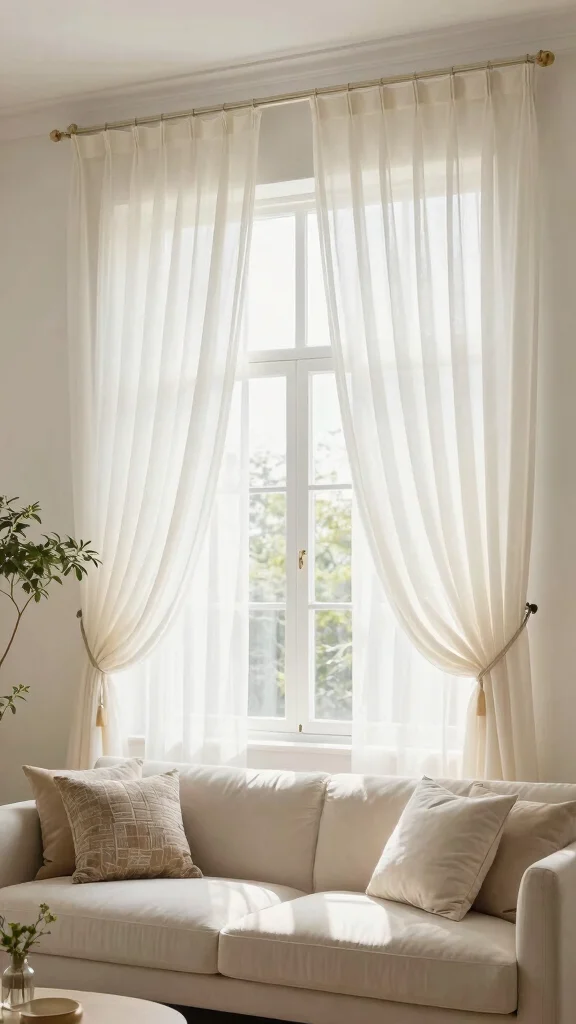 12 Living Room Valance Ideas for a Softened Finished Window Treatment - 6. Sheer Fabric Valances 1