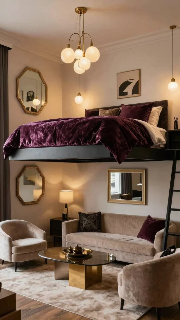 12 Loft Bed Bedroom Ideas for a Space-Smart Elevated Sleep Setup - 11. Luxurious Hotel-Inspired Loft 1