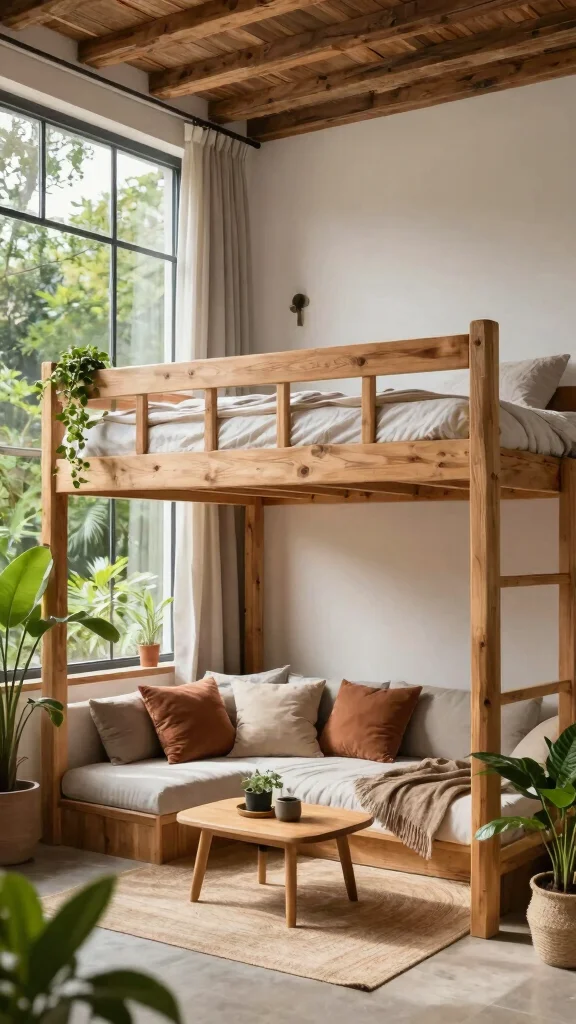 12 Loft Bed Bedroom Ideas for a Space-Smart Elevated Sleep Setup - 12. Outdoor-Inspired Loft Space 1