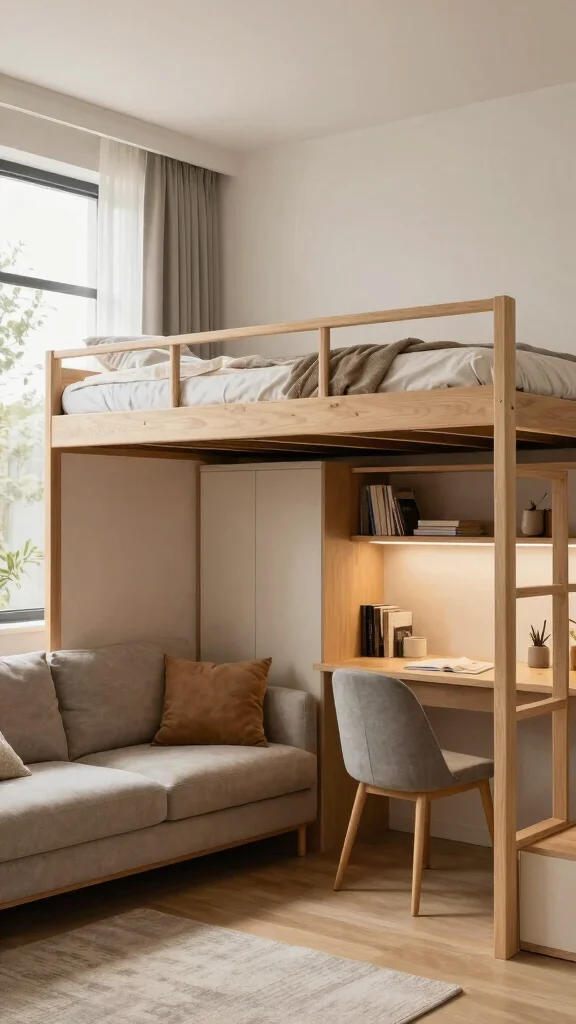 12 Loft Bed Bedroom Ideas for a Space-Smart Elevated Sleep Setup - 7. Space-Saving Murphy Bed Combo 1
