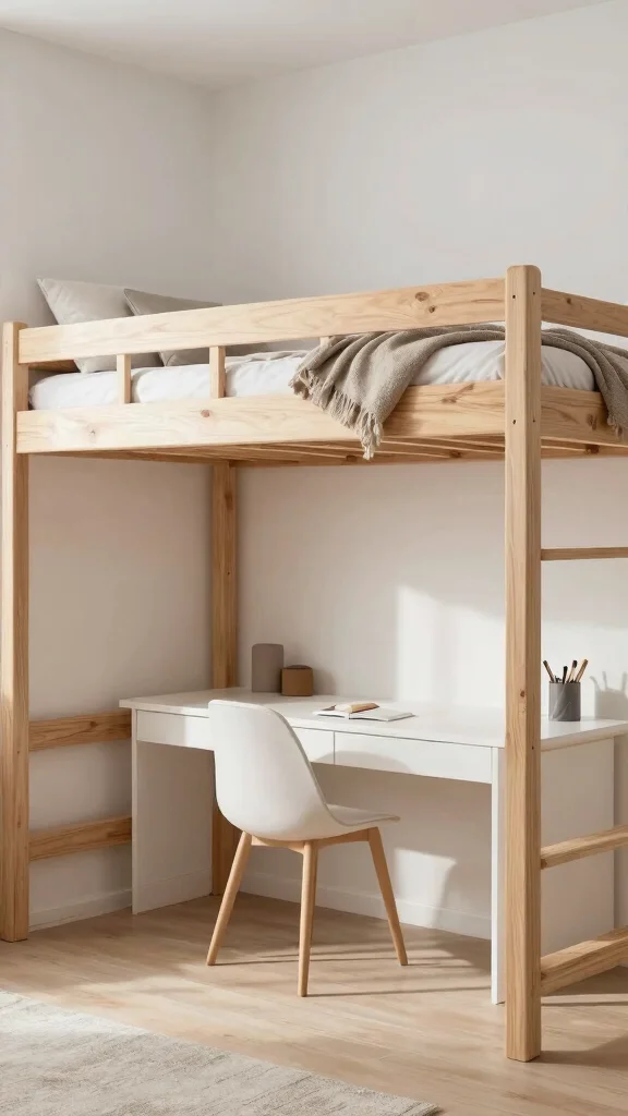 12 Loft Bed Bedroom Ideas for a Space-Smart Elevated Sleep Setup - 9. Scandinavian Minimalism 1