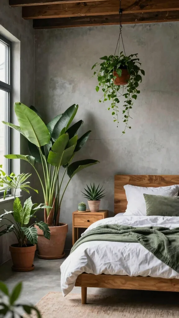 12 Loft Bedroom Ideas for an Open Industrial Space-Smart Interior - 6. Nature Incorporation 1