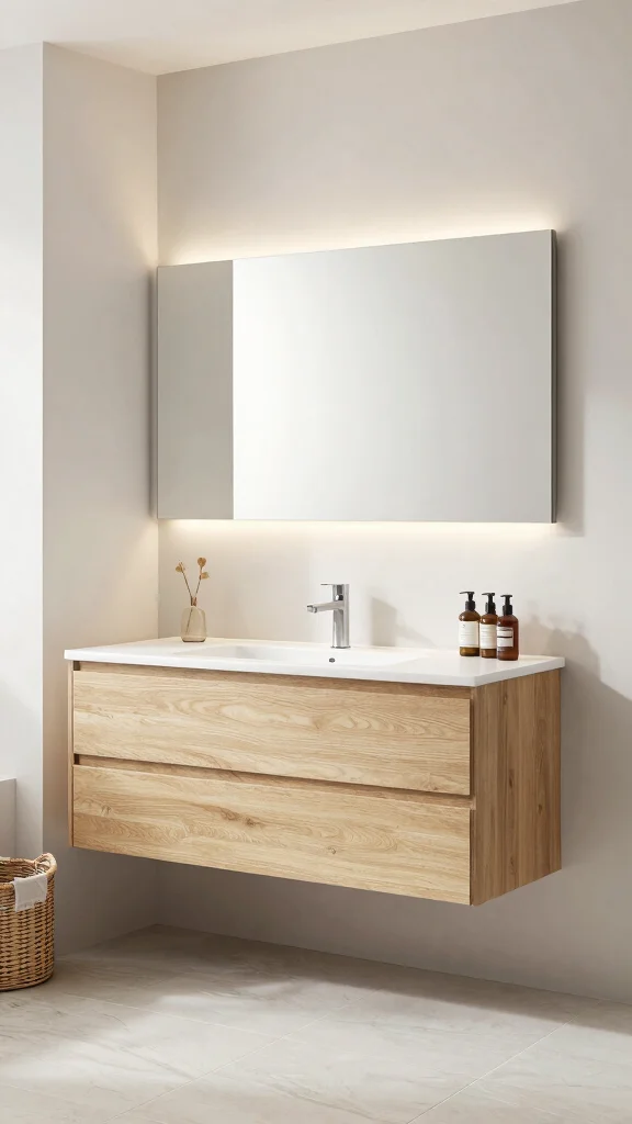 12 Long Narrow Bathroom Ideas for a Functional Beautiful Layout - 1. Sleek Floating Vanities 1