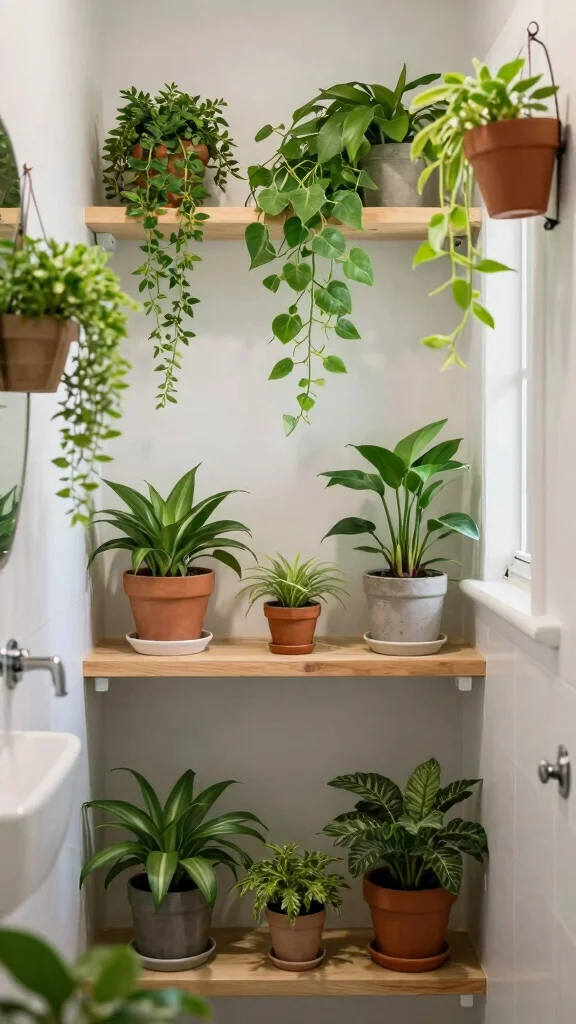 12 Long Narrow Bathroom Ideas for a Functional Beautiful Layout - 11. Incorporating Greenery 1