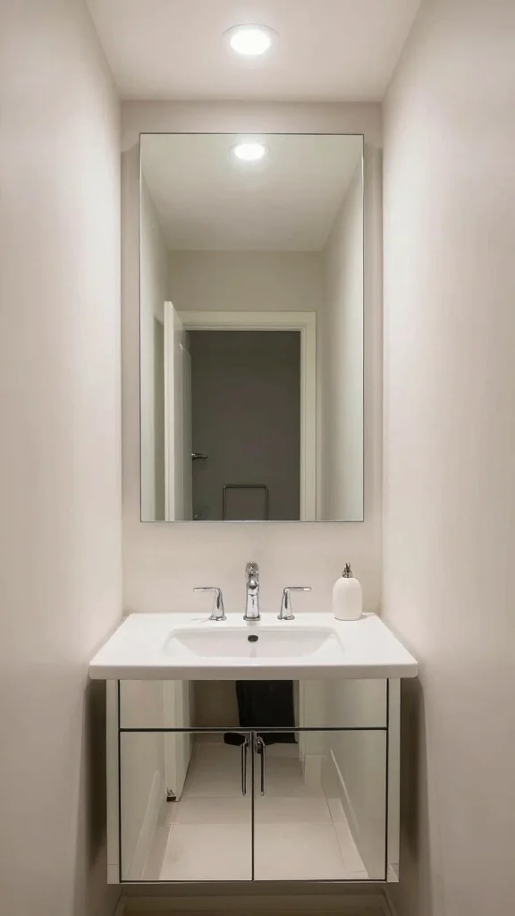 12 Long Narrow Bathroom Ideas for a Functional Beautiful Layout - 5. Mirrored Surfaces 1