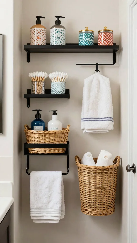 12 Long Narrow Bathroom Ideas for a Functional Beautiful Layout - 7. Decorative Storage Ideas 1