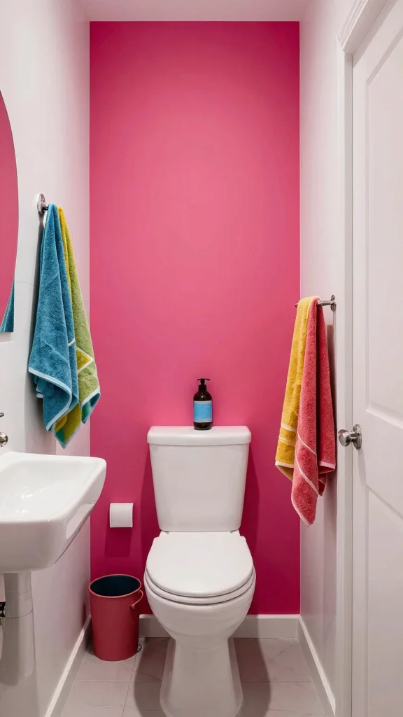 12 Narrow Bathroom Ideas for Long Awkward or Galley-Style Spaces - 10. Bold Accent Colors 1