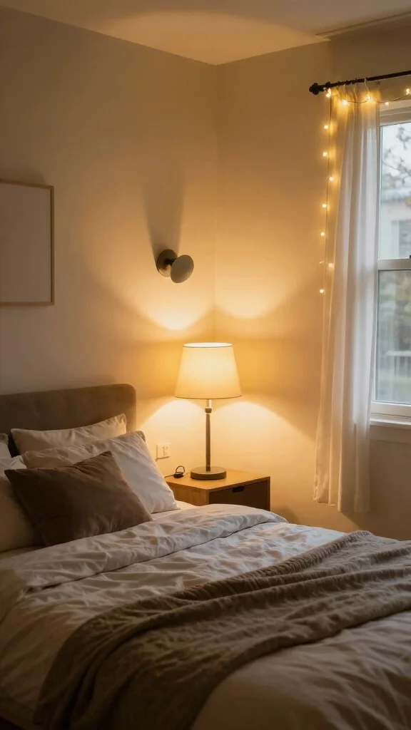 12 Queen Bed Small Bedroom Ideas for a Comfortable Stylish Layout - 8. Smart Lighting Solutions 1