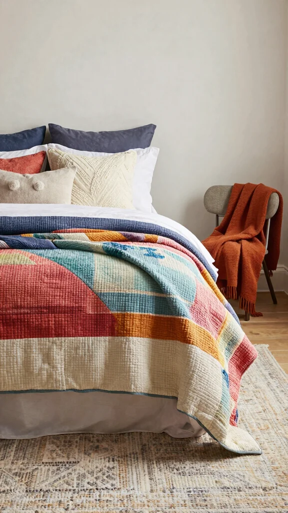 12 Rectangle Bedroom Layout Ideas for a Balanced Functional Space - 4. Layered Textures 1