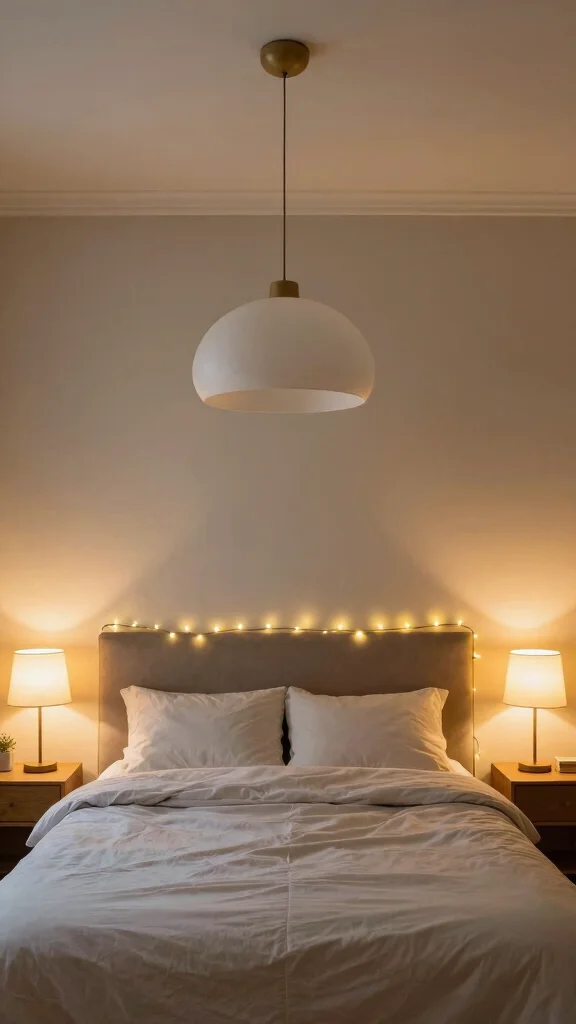 12 Rectangle Bedroom Layout Ideas for a Balanced Functional Space - 6. Creative Lighting Solutions 1