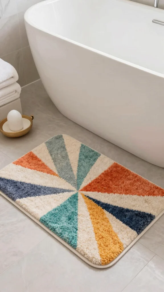 12 Rental Bathroom Ideas for a Stylish No-Drill Makeover - 6. Colorful Bath Mats 1