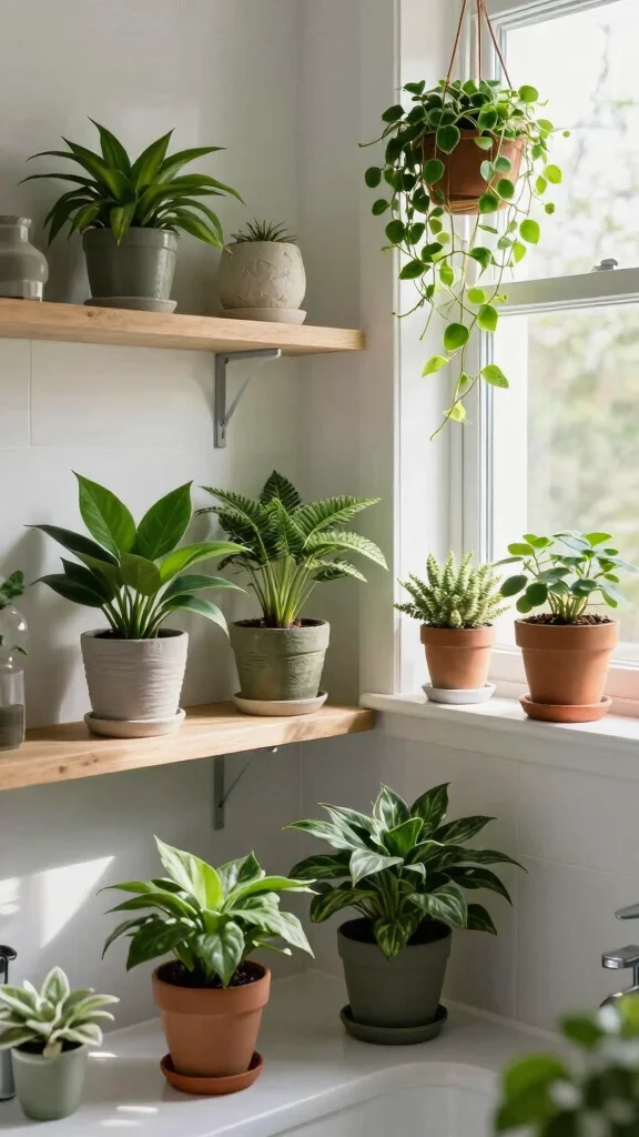 12 Rental Bathroom Ideas for a Stylish No-Drill Makeover - 7. Plants for a Fresh Touch 1