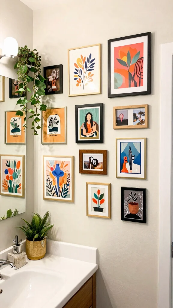 12 Rental Bathroom Ideas for a Stylish No-Drill Makeover - 8. Customized Wall Art 1