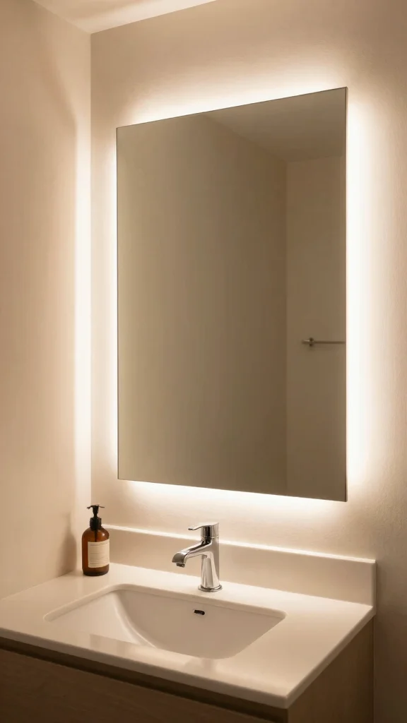 12 Renter-Friendly Bathroom Ideas With No Damage Required - 11. Light Up with LED Strip Lights 1