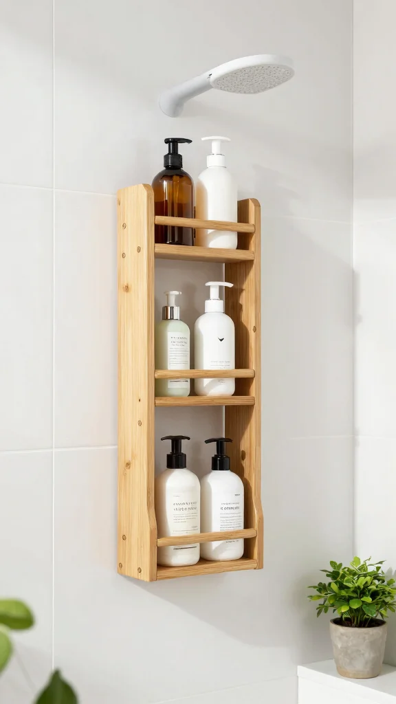 12 Renter-Friendly Bathroom Ideas With No Damage Required - 12. Eco-Friendly Shower Organizers 1