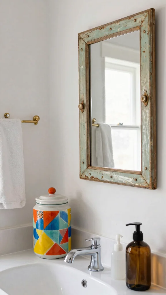 12 Renter-Friendly Bathroom Ideas With No Damage Required - 7. Upcycled Accessories 1