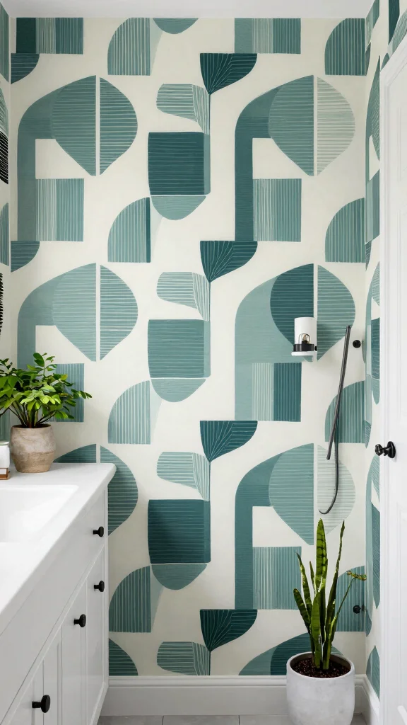 12 Renter-Friendly Bathroom Ideas With No Damage Required - 8. Temporary Wallpaper 1